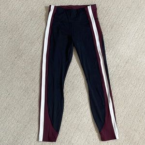 Athleta black, burgundy and white 7/8 cinch tight small
